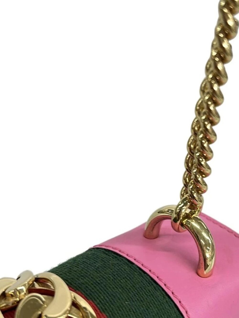 GUCCI Sylvie Mini 431666 Pink Multi Leather Canvas Shoulder Bag - Picture 8 of 15